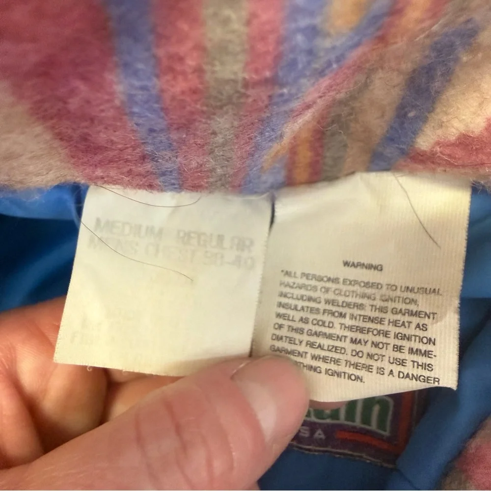 Vintage Walls Mountain Western Aztec Pattern Lined Bomber Jacket, Size Large - Picture 5 of 10